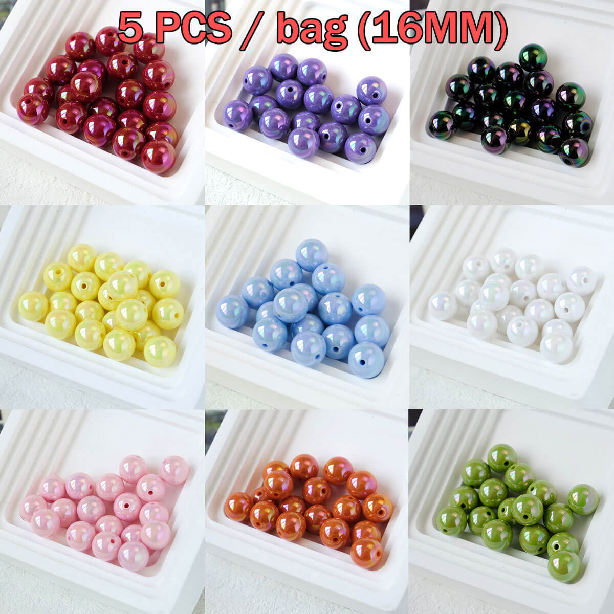 A24-(16mm) Acrylic UV Coated Beads Bags (9 Square Game)